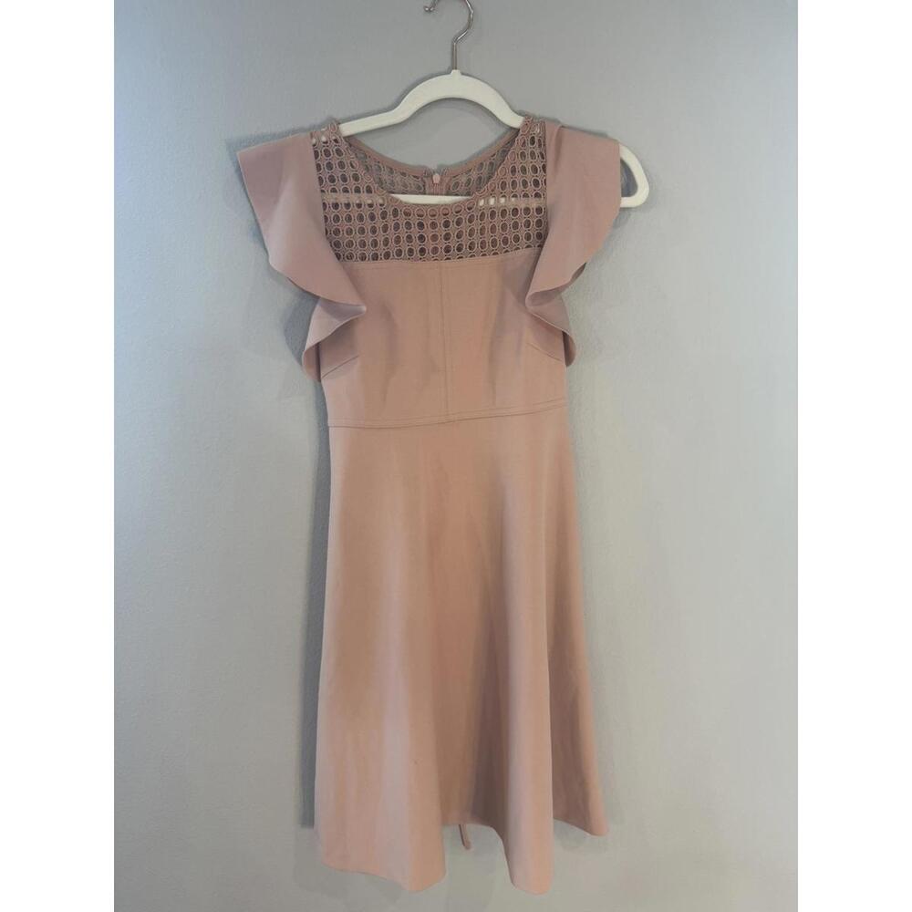 Women's Midi Maternity Dress with Ruffle Sleeves and Lace Detail